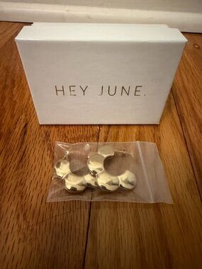 Hey June. Gold Textured Crescent Hoop Earrings